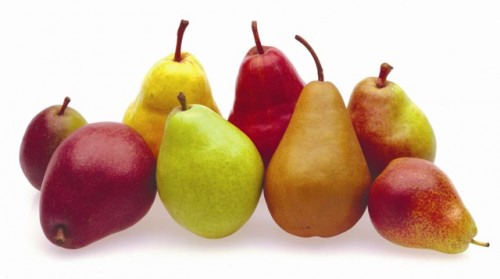 Algunas de las peras más comunes en el mercado.