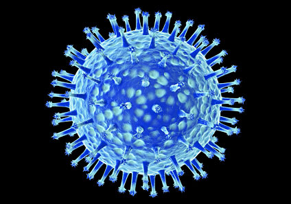 Representación de la envuelta del virus de la gripe.